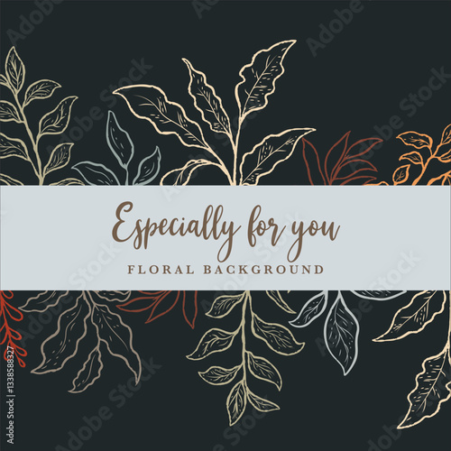 hand drawn leave floral background