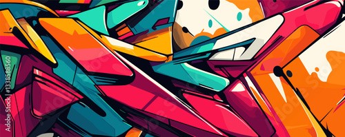Vibrant abstract graffiti art with bold colors and dynamic patterns.