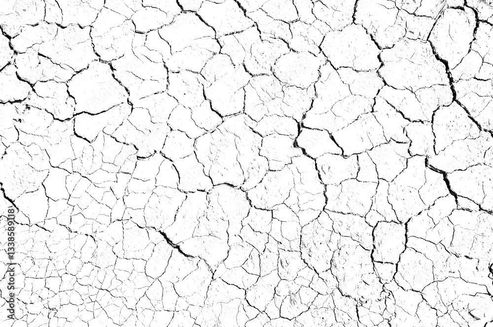 Dried and cracked earth ground background, arid desert transparent texture overlay, global warming concept, png cut out