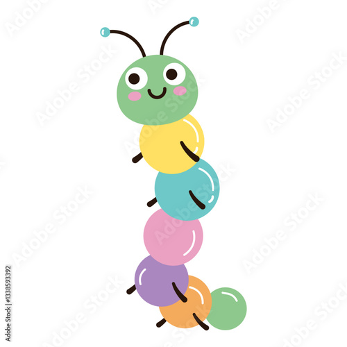 Vector image of a cute colorful caterpillar