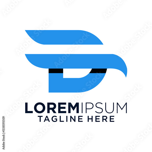 Abstract Blue And Black Letter D Logo Design