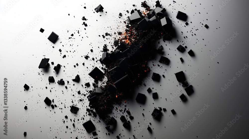 Disjointed fragments of consciousness, abstraction in black and white tones.