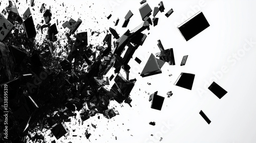 Obraz na płótnie Disjointed fragments of consciousness, abstraction in black and white tones. w salonie
