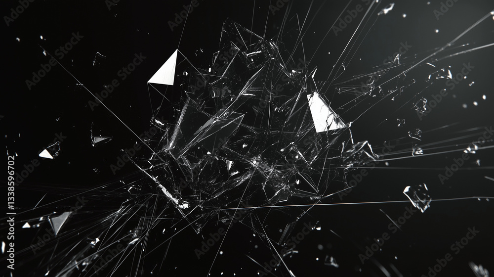 Disjointed fragments of consciousness, abstraction in black and white tones.