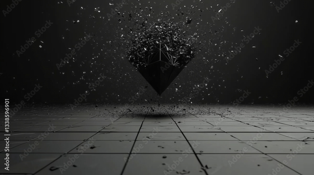 Disjointed fragments of consciousness, abstraction in black and white tones.