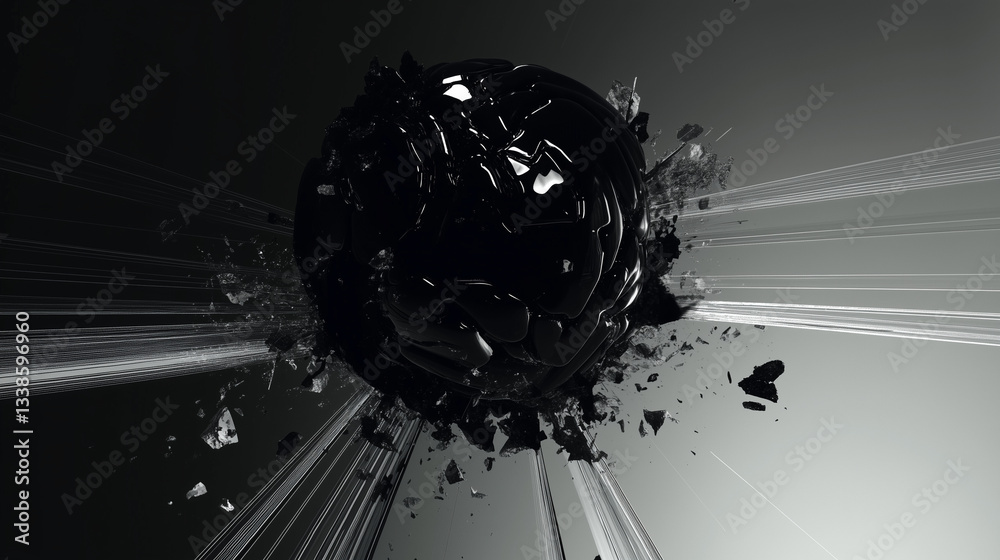 Disjointed fragments of consciousness, abstraction in black and white tones.