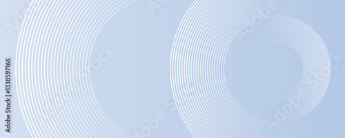 Abstract circle lines on light blue background. Geometric stripe line art design for poster, brochure, cover, website, header, web banner, presentation