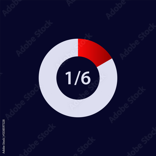 A progress bar with a red section highlights a part of six total sections, signifying partial completion.