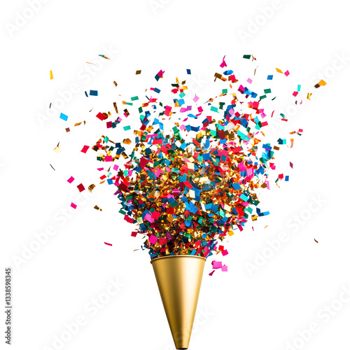 Years Eve confetti popper isolated on transparent background