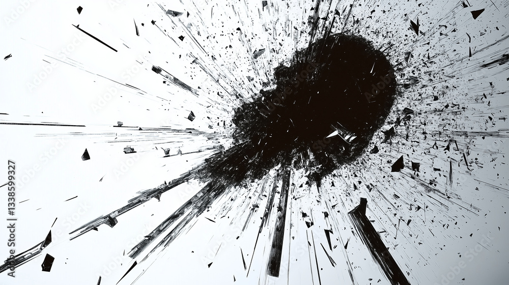 Disjointed fragments of consciousness, abstraction in black and white tones.