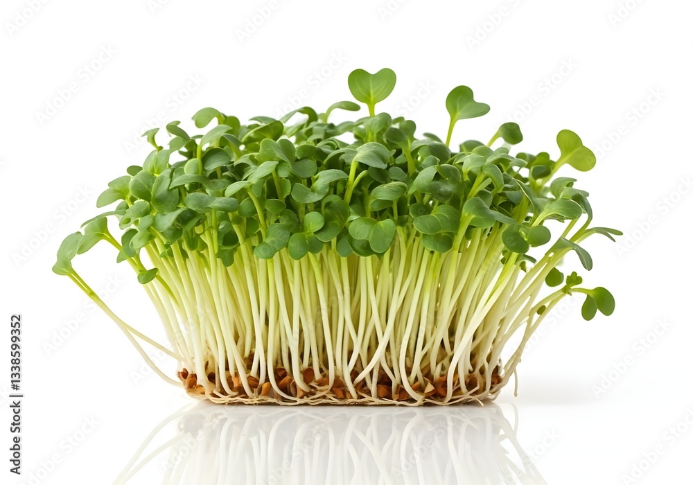 Fresh organic microgreen of radish isolated on white. Fresh organic microgreen of radish isolated on white.