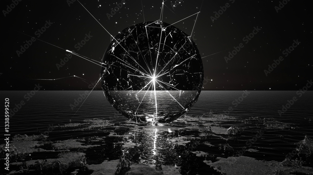 Disjointed fragments of consciousness, abstraction in black and white tones.