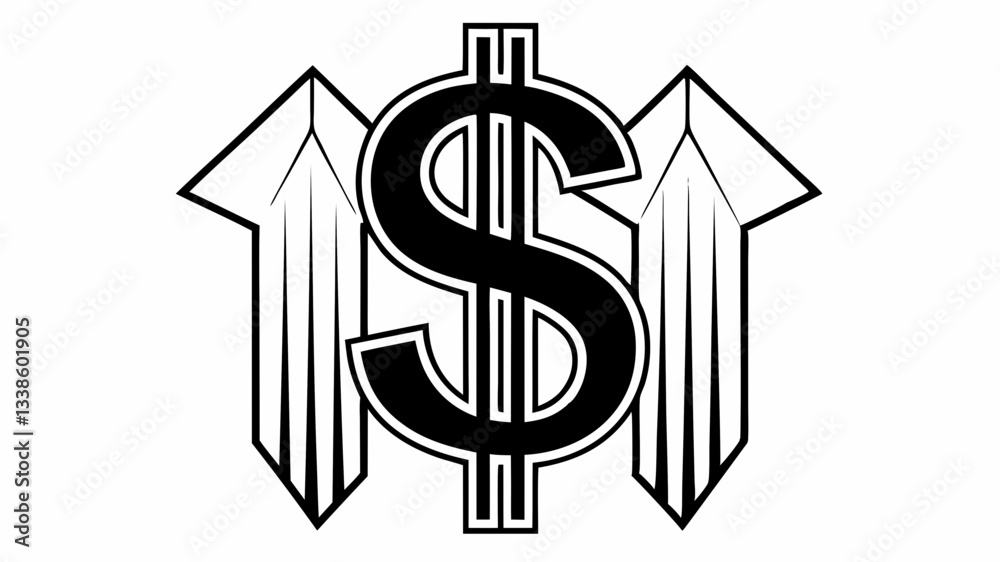 Dollar Sign Icon: A clean, modern line art of a dollar sign symbolizing financial profit Dollar Sign Icon: A clean, modern line art of a dollar sign symbolizing financial profit
