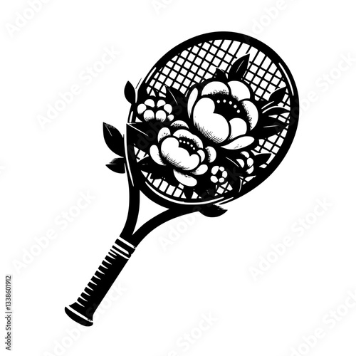 tennis racket with flower