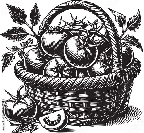 Tomato basket vector illustration