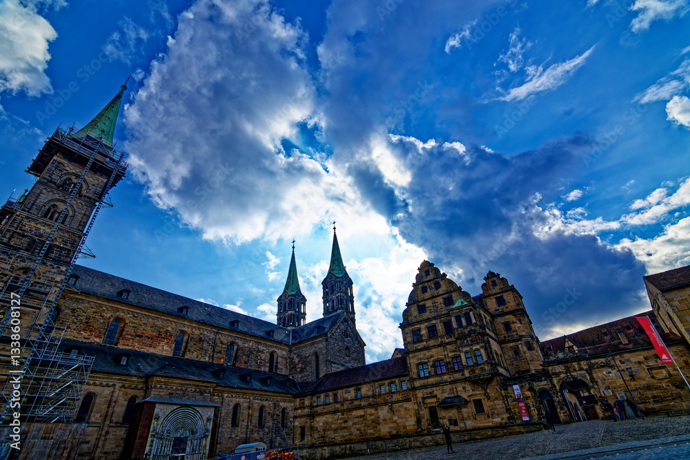 Obraz premium A wonderful day in the city of Bamberg in rainy weather.