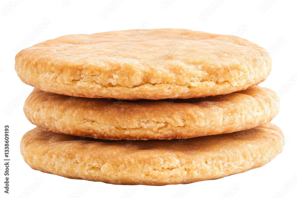 Stack of golden-brown cookies on a white background Stack of golden-brown cookies on a white background