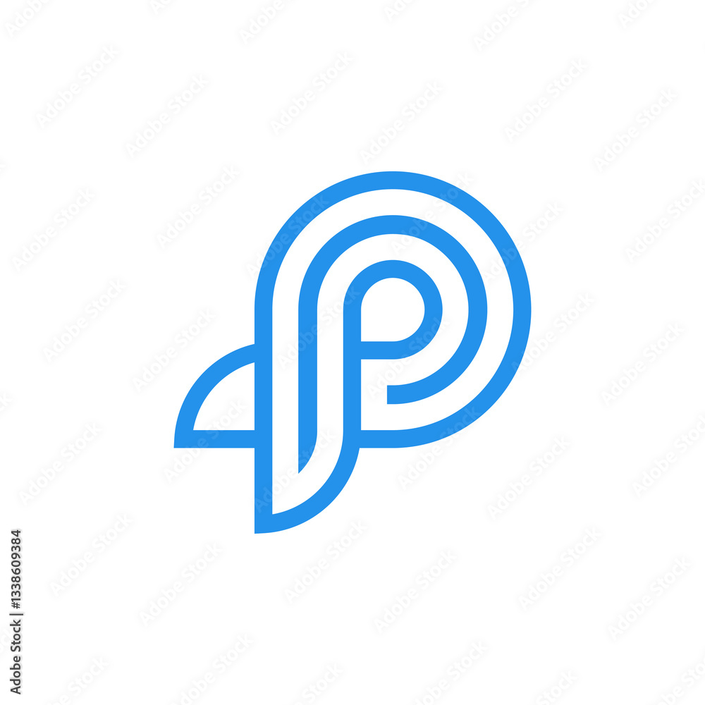 Abstract Blue Geometric P Logo Design Abstract Blue Geometric P Logo Design