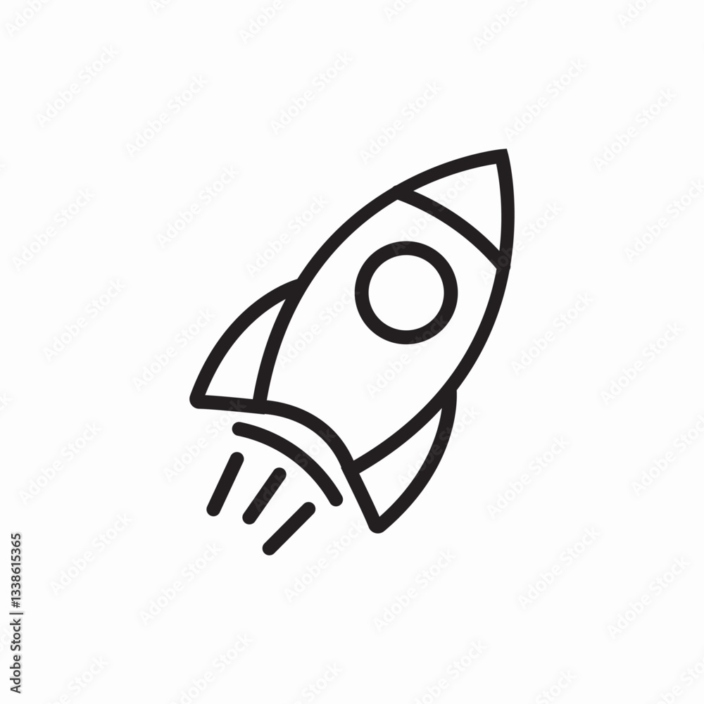 Rocket startup launch business icon vector sign Rocket startup launch business icon vector sign