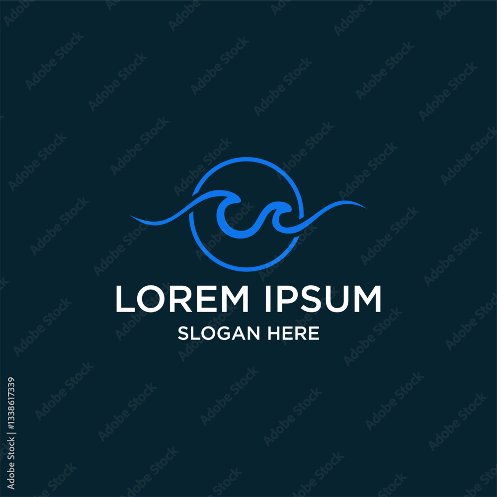 Abstract Blue Logo Design With Water Waves Abstract Blue Logo Design With Water Waves