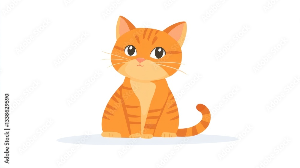 Obraz premium Cute orange tabby cartoon cat sitting