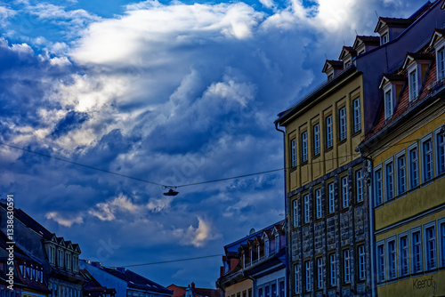 A wonderful day in the city of Bamberg in rainy weather.