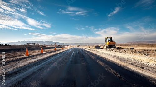 Wallpaper Mural New Road Construction Under Sunny Skies and Mountains Torontodigital.ca