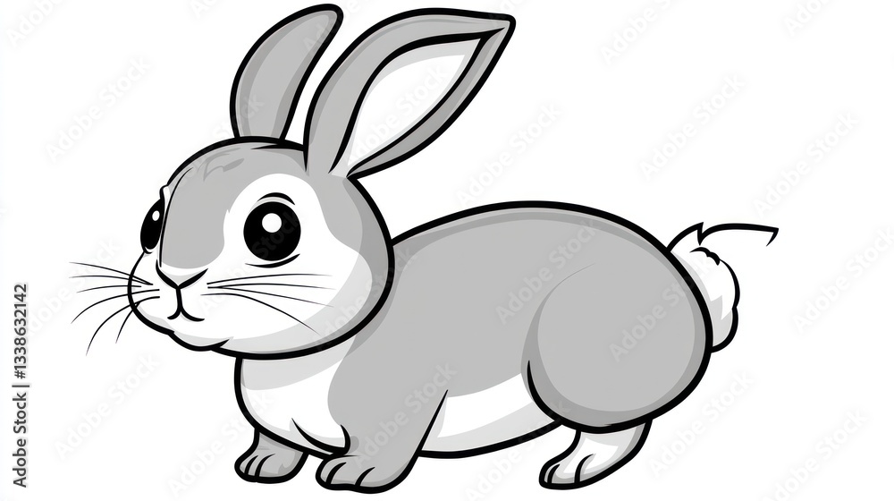 Cute cartoon rabbit, simple line art, illustration Cute cartoon rabbit, simple line art, illustration