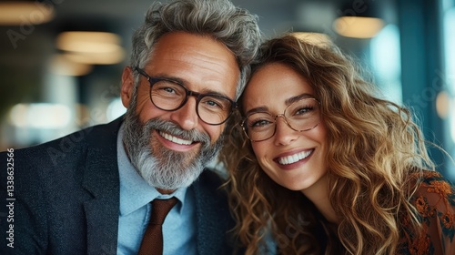 An endearing image of a smiling older couple at a cafe, capturing the warmth of love and companionship that defines lifelong relationships.
