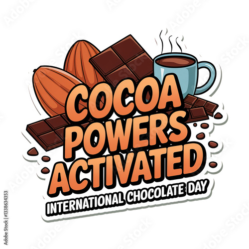 a sticker design celebrating International Chocolate Day with the text 
