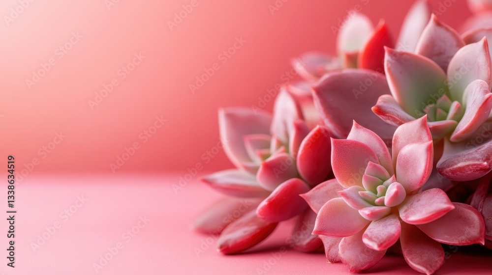 Fototapeta premium A stunning close-up of beautiful pink succulents highlights their intricate details and soft tones, creating a serene atmosphere and showcasing natural elegance.