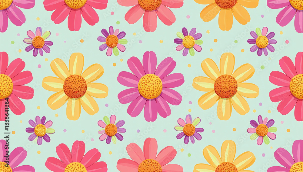 groovy daisy seamless vector pattern lilac pink yellow green funny cute surface design trendy retro trippy groovy daisy seamless vector pattern lilac pink yellow green funny cute surface design trendy retro trippy