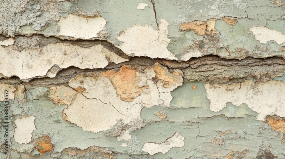 Fototapeta premium Weathered Paint Reveals Aged Wooden Surface Texture