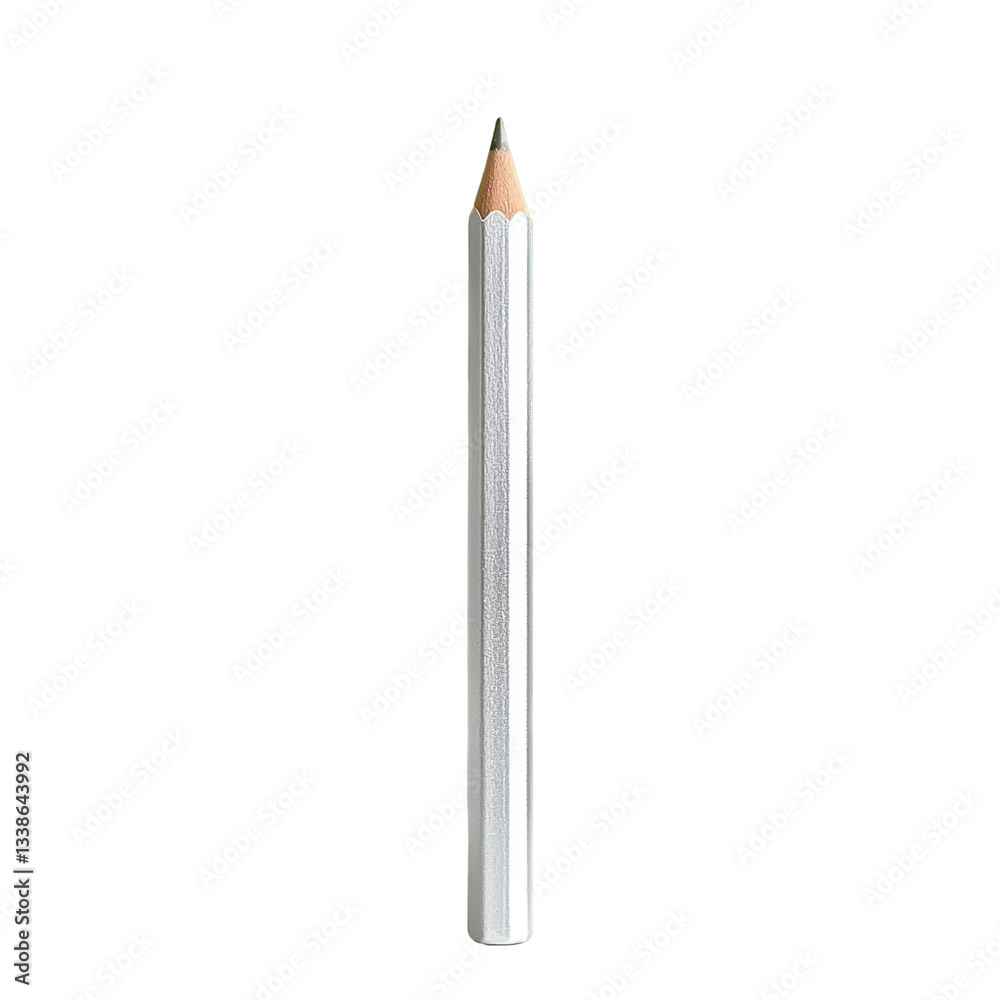 Single white pencil on a white background, ideal for art and design projects or stationery themed compositions Single white pencil on a white background, ideal for art and design projects or stationery themed compositions