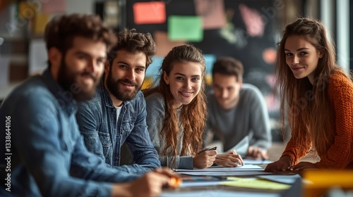 Startup team of designers working on project in modern office
