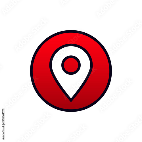 A simple red location pin icon with a bold black outline. ideal for maps and navigation. Free Download A simple red location pin icon with a bold black outline. ideal for maps and navigation. - GFXLoad
