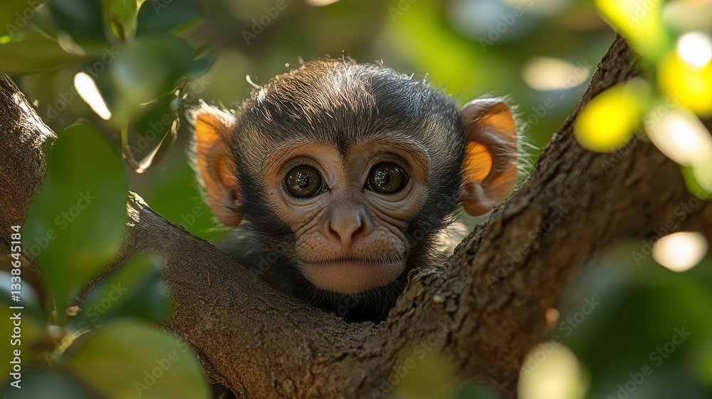 Obraz premium Baby Monkey in Tree Canopy (1)