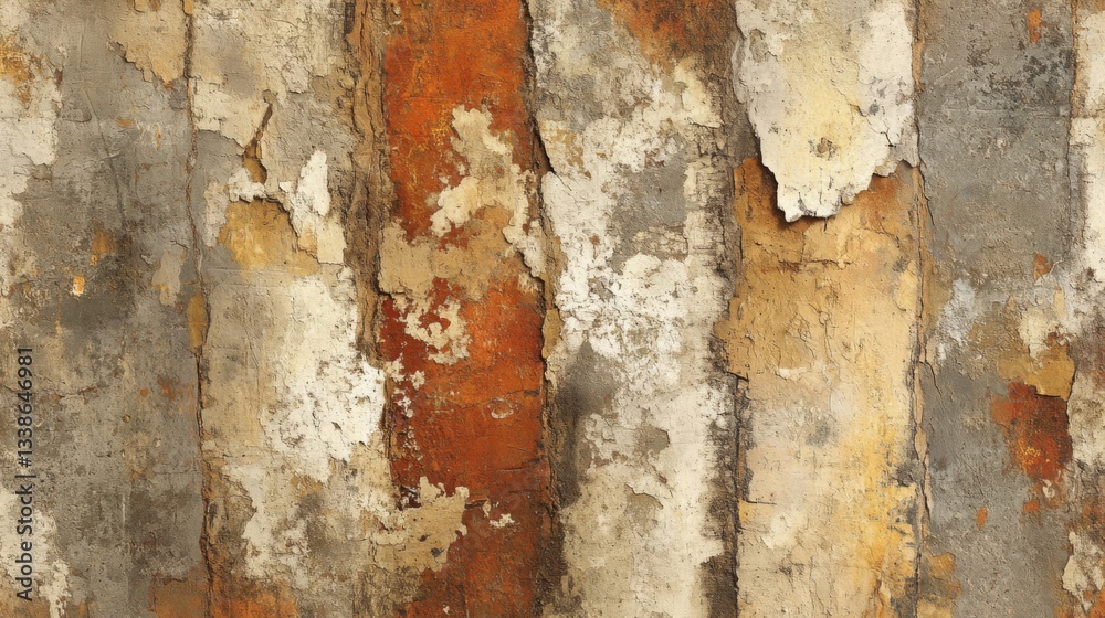 Fototapeta premium Weathered Wall Texture Showing Aged Paint and Plaster