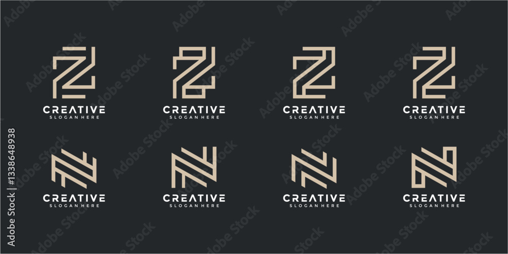 Abstract Geometric Logo Designs In Beige Abstract Geometric Logo Designs In Beige