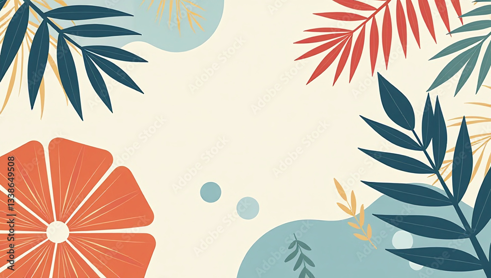 Fototapeta premium minimalist design featuring summer elements geometric patterns trendy abstract poster template various