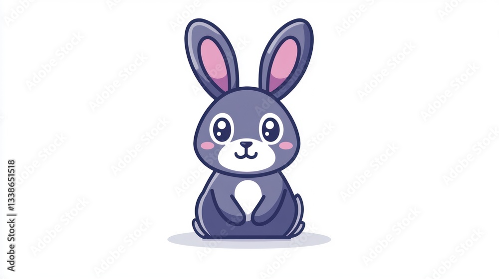 Fototapeta premium Cute cartoon rabbit sitting, children's book illustration, possible use for kids' products