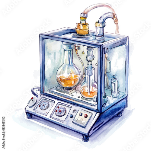 A watercolor vector painting of a biochemical oxygen demand (BOD) incubator, isolated on a white background.

