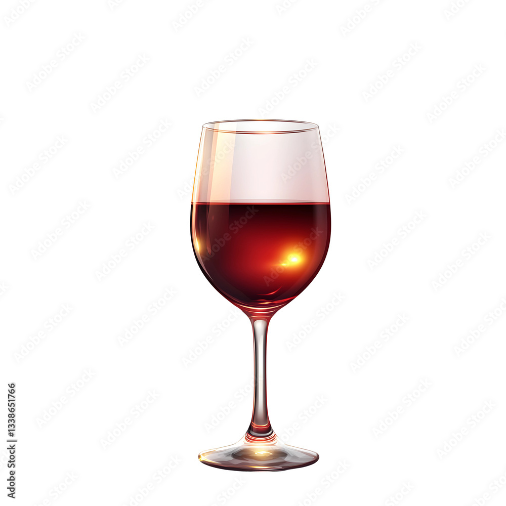 Glass of Red Wine Isolated on Transparent Background