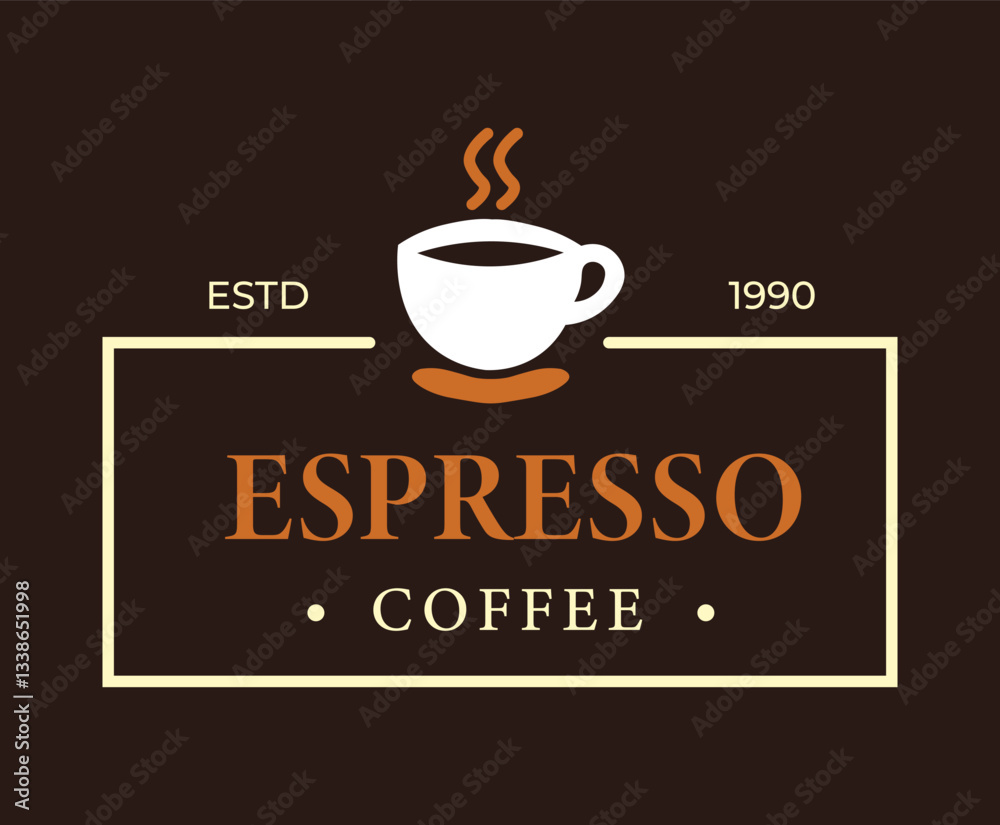 Obraz premium Modern espresso coffee logo design featuring a cup and steam with established date in minimalist style