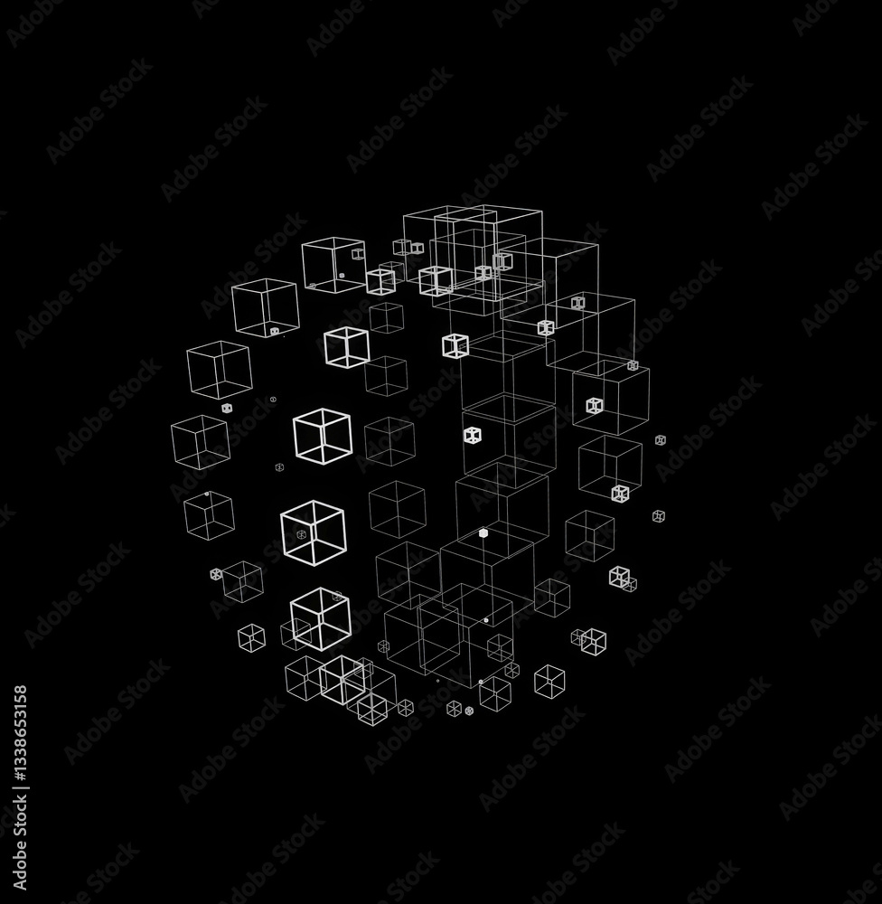 abstract cubic network on black abstract cubic network on black