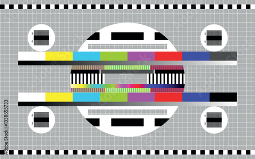 No signal tv screen. Old monitor broadcast reception, retro television test static error glitch bar video effect exhibition program pattern background, classy vector illustration
