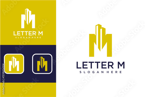 Abstract Gold Letter M Logo Design Variations