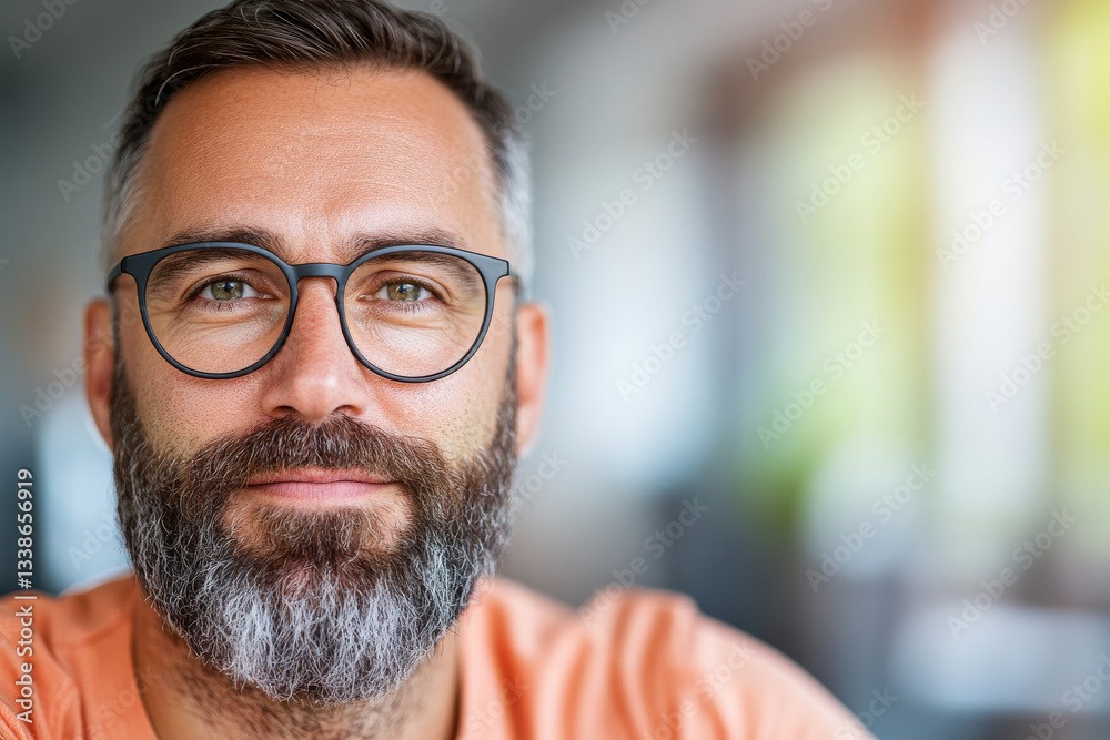 smiling man with glasses and beard smiling man with glasses and beard