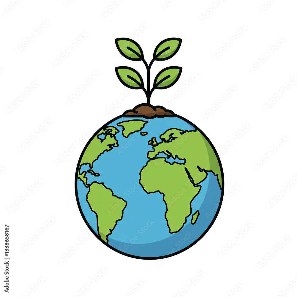 Earth and Growing Plant Symbolizing Environmental Care Earth and Growing Plant Symbolizing Environmental Care