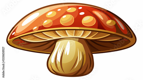 Champignon mushroom with a smooth cap and short stem on a white  background showcasing its natural texture and shape, Champignon mushroom on